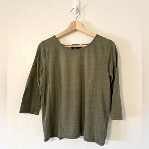 J Crew 3/4 sleeve cotton shirt, bow-back, muted green, medium, great condition